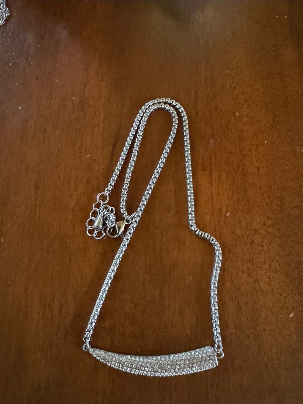 Silver Crystal Bar Pendant Necklace - Women Jewelry